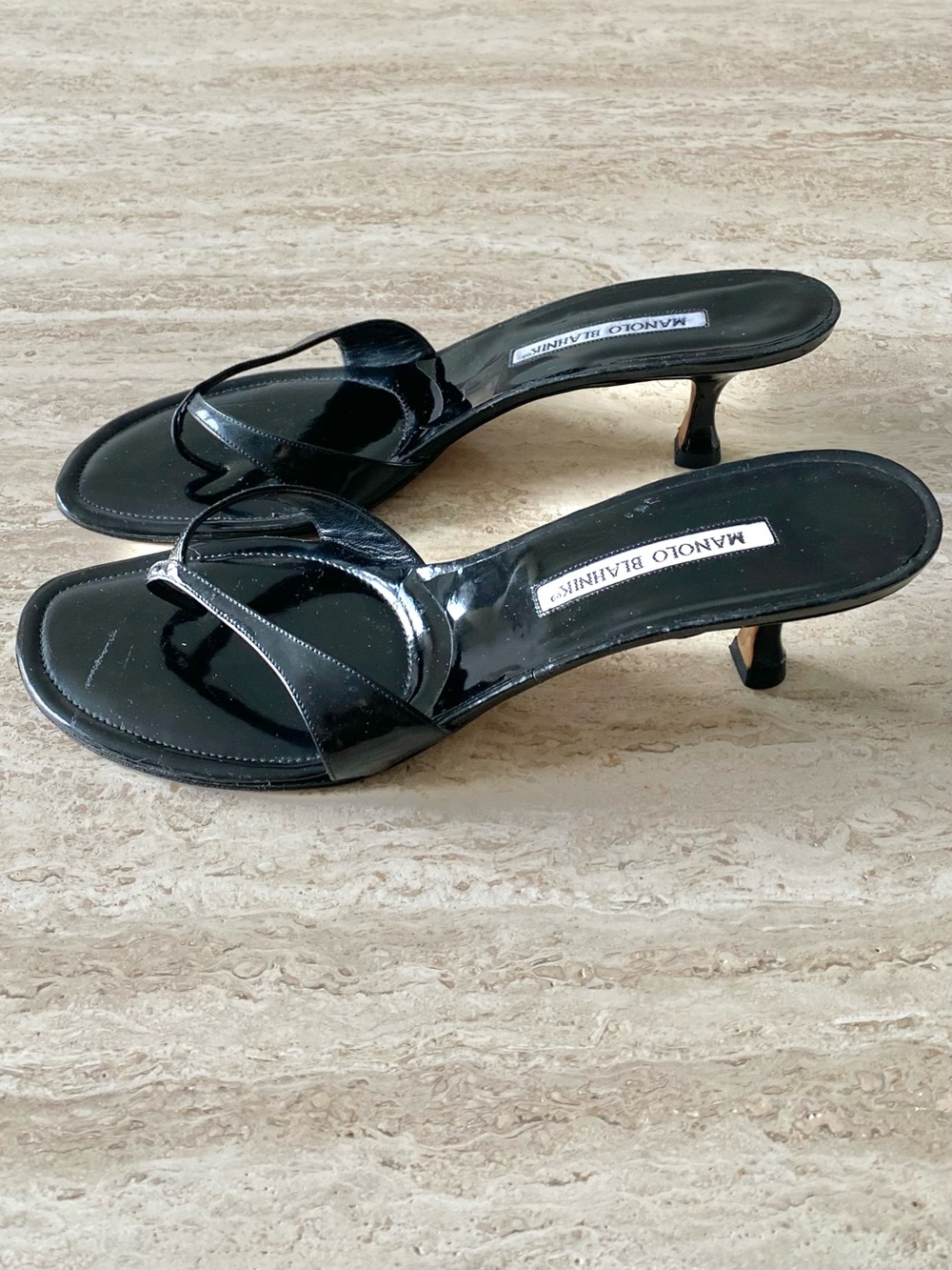 Vintage Manolo Blahnik Thong Sandal Heels - Picture 5 of 11